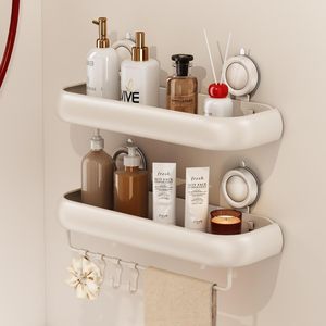 Étagère de rangement pour salle de bain, étagère murale pour toilettes et lavabo, sans perçage, panier d'angle pour salle de bain - Product Image 1
