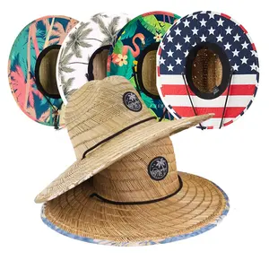 Cappello da spiaggia con tesa grande, bagnino personalizzato, paglia a prova di sole, moda designer, commercio all'ingrosso, estate, primavera