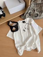T-shirt ample amincissant noir uni à col ras du cou pour femme, collection été 2026 – Basique en coton à manches courtes pour le début du printemps