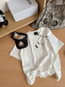 Camiseta holgada de verano 2026, top adelgazante de color liso con cuello, negro, para mujer, básica, de algodón, de manga corta, ideal para principios de primavera. - Product Image 3