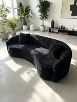 Canapé double inclinable en tissu couleur crème, compressé sous vide, en forme d'arc, garni d'éponge, minimaliste, deux places pour petits espaces