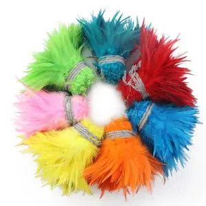 Ready-to-ship Cheap Natural / Dyed Color 6-8 inch DIY Rooster Chicken Cock Saddle Feather Strung Trim Trimming Bundle