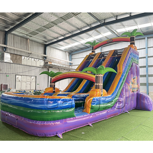 Grand toboggan aquatique gonflable commercial double pour piscine extérieure, idéal pour adultes - Product Image 3