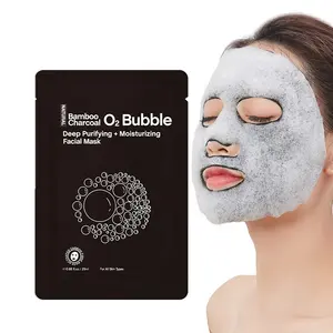 Venta al por mayor cara maks máscara negra-Mascarilla Facial hidratante de Corea, máscara de hoja de burbuja negra de carbón, marca privada, Oem /Odm