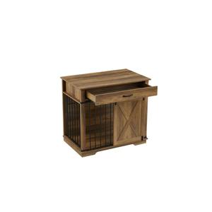 Moderne, robuste Hundehütte aus Holz für den Innenbereich mit Metall-Scheunentür und Schubladenteiler für große Haustiere - Product Image 5
