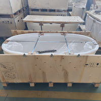 Gurgle Local Stock US Baignoire autoportante en pierre artificielle blanche mate Texture ardoise Surface solide Forme ovale Baignoire de trempage
