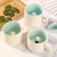 Mugs Tasse en céramique 3d Cartoon Cat Dog Animal Inside