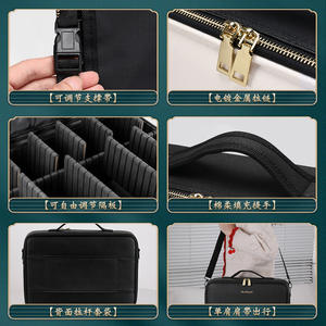 Sac cosmétique en cuir PU sur mesure, grande capacité, étui de rangement pour maquillage avec fermeture éclair et boucle, couleur unie blanche - Product Image 5