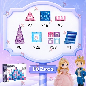 2026 트렌딩 102개 STEM 교육용 3D 다이아몬드 블록 7.5CM 대형 겨울왕국 공주 성 자석 타일 어린이용 - Product Image 6