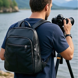 Nhà Máy Tùy Chỉnh Người Đàn Ông Của Màu Đen Vegan Da Nhiếp Ảnh Gia Máy Ảnh Ống Kính Chất Lượng Cao Ba Lô Túi Ba Lô Cho Du Lịch Chụp - Product Image 1