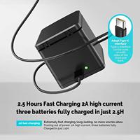 Boîte de rangement de batterie chargeur USB trois ports de charge pour GoPro Hero 12 11 10 9 accessoires de caméra d'action noire