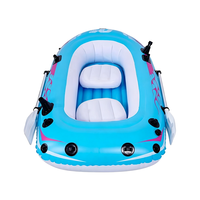 Kayak gonflable bleu personnalisé pour 3 personnes, en PVC, type sit-on-top, pour la pêche en rivière, longueur 4m, avec coque en PC