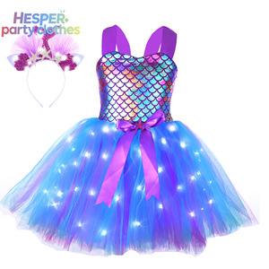 Vestido de Tutú de Sirena HESPER, Vestidos de Fiesta de Cumpleaños, Disfraces de Princesa Sirenita para Halloween, Año Nuevo, Disfraz - Product Image 3