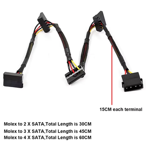 Molex ปลอกแยกสายไฟ2/3/4 SATA 4PIN ช่องเสียบอะแดปเตอร์90องศาสำหรับฮาร์ดดิสก์4 HDD - Product Image 2