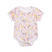 Baby-Strampler Neugeborenen-Einteiler Baumwoll-Jumpsuit mit Knopfverschluss Kariertes Blumenmuster Niedliche Babykleidung Großhandel
