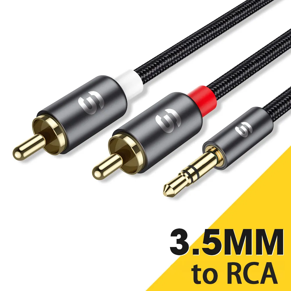 Vàng-mạ aux3.5mm để đôi sen RCA chuyển đổi âm thanh Cáp máy tính tai nghe điện thoại di động DVD chuyển đổi âm thanh cáp