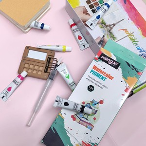 Ensemble de peinture aquarelle <span class=keywords><strong>miniature</strong></span>, boîte en bois de noyer, portable, compact, pour le journaling, le dessin, le coloriage, jouet de dessin populaire pour enfants - Product Image 4