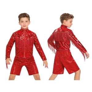 Conjuntos de chaqueta y pantalones cortos para niños de 8 a 14 años, pantalones de baile de hip-hop, conjunto de baile de jazz para fiestas temáticas, competiciones, uso diario informal - Product Image 4