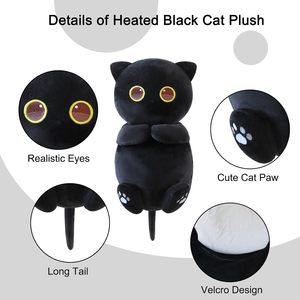 Zwarte Kat In De Magnetron Verwarmingskussens Verwarmde Warme Zwarte Kat Pluche Schattige Warme En Koude Gewogen Zwarte Kat Knuffels Geschenken - Product Image 2