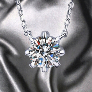 Collier pendentif en argent sterling plaqué rhodium avec diamant de laboratoire brillant 1CT certifié IGI, bijoux unisexes classiques pour cadeau - Product Image 3