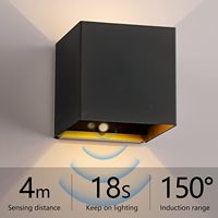 Lampe murale à détecteur de mouvement intelligent LED avec corps en aluminium, batterie rechargeable, utilisation à domicile ou au bureau, angle de faisceau réglable