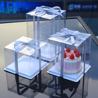 Boîtes d'emballage carrées transparentes BOHE en plastique de qualité alimentaire pour gâteaux, 4/6/8/10 pouces, avec marquage à chaud, pour anniversaires (vente en gros)