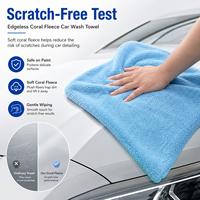 Serviette de nettoyage et de détaillage automobile en microfibre polaire corail tissée sans bords, super absorbante 400 GSM, écologique, pour le décapage de cire, sans peluches