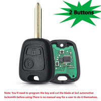 Frekuensi 433 dilengkapi dengan Remote Control 2 tombol 46 Chip untuk Peugeot Citroen, cocok untuk Citroen C2 C3 C4 / Peugeot Partner