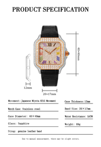 Montre mécanique pour homme personnalisée, boîtier carré, cristal saphir VVS, surface semi-givrée de luxe - Product Image 6