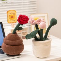 Jouet en peluche mignon en forme de fleur en pot, en tissu de coton doux, poupée brodée de fleurs de cerisier, décoration de bureau à domicile, cadeau