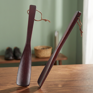 Chausse-pied en bois d'acacia artisanal, manche long et courbé, écologique, durable, léger, lisse, qualité supérieure, unique - Product Image 1