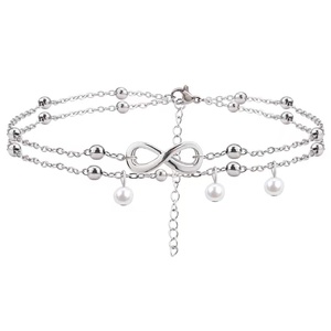 Cavigliera a cuore in argento Vintage bracciale alla caviglia con lettera bohémien per <span class=keywords><strong>donna</strong></span> sandali a <span class=keywords><strong>piedi</strong></span> <span class=keywords><strong>nudi</strong></span> infinito multistrato catena per gambe con gioielli per <span class=keywords><strong>piedi</strong></span> - Product Image 1