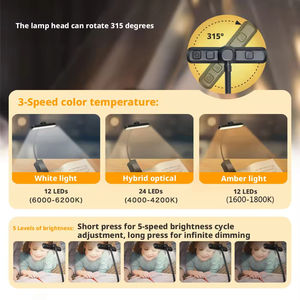 Lámpara de Lectura LED Recargable para el Cuello, Lámpara de Escritorio Flexible con Clip, 3 Temperaturas de Color, Lámpara de Libro para Niños, para Estudiar - Product Image 4