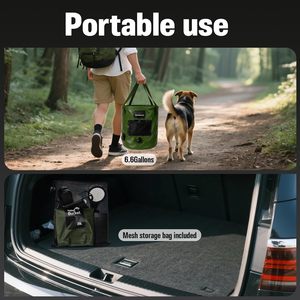 Douche extérieure portable 6000mAh Pompe de douche de camp rechargeable avec chauffe-eau à immersion Seau pliable 6.6 Gal 4 modes de pulvérisation - Product Image 5