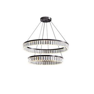 โคมไฟระย้าเพดานดีไซน์หรูหราทันสมัย ตกแต่งบ้าน ห้องครัว ห้องรับประทานอาหาร โคมไฟคริสตัลรูปทรงคลื่นสีดำ - Product Image 3