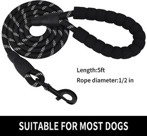 Fast Delivery Rope Dog Leash 6 FT with Comfortable <b>Padded</b> Handle Highly Reflective Threads Dog Leash for Medium Large Dogs Leach - Product Image 3