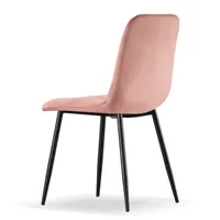 Chaise de cuisine Offre Spéciale confortable en velours rose tufté avec pieds en métal