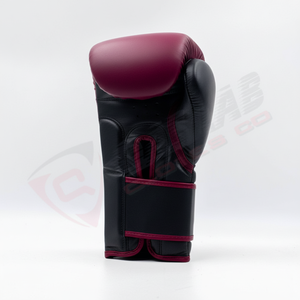 Guantes de Boxeo de Cuero PU para Entrenamiento y Sparring de Muay Thai y MMA, Color Granate-Negro, Fabricante de Fábrica, OEM, Personalizados, Profesionales - Product Image 1