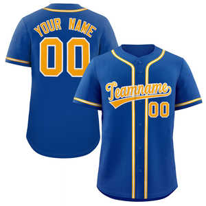 Camiseta de Béisbol Clásica Personalizada en Oro Real y Blanco, Estilo Auténtico - Product Image 1