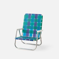 Chaise de plage pliante portable vintage personnalisée avec sangles en toile, siège bas, dossier en plastique et accoudoirs en sangle, pour l'extérieur
