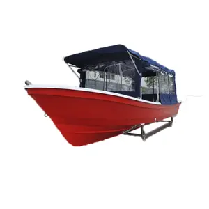 Liya-barco de fibra de vidrio de 25 pies con dosel grande, barco de pesca a la venta