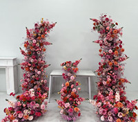 Arco de Flores en Forma de Cuerno para Decoración de Bodas, Camino de Flores Artificiales de Color Rosa para Bodas y San Valentín, Gran Venta
