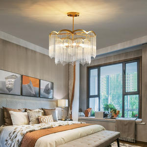 Lustres en cristal à hauteur réglable, pendentif à pompon de taille moyenne pour salon, décoration d'hôtel, éclairage décoratif - Product Image 6