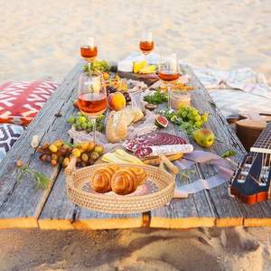 Plateau de rangement en rotin tressé, naturel, tissé à la main, écologique, robuste et léger, pour le stockage de fruits, de collations et de pain, pour la maison et la cuisine - Product Image 4