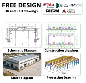 Nouvelle conception d'entrepôt/atelier/hangar/hall en acier préfabriqué <span class=keywords><strong>gratuit</strong></span>, structure en acier pour atelier - Product Image 5