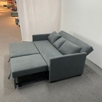Canapé-lit 3 places en velours technologique, pliable, avec sommier escamotable, éponge haute densité, style minimaliste moderne, structure en bois massif, rangement intégré, idéal appartement