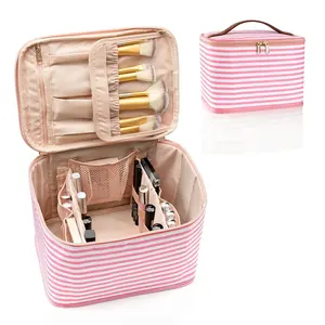 Du Lịch Đầy Màu Sắc Trang Điểm Túi Lớn Mỹ Phẩm Trường Hợp Make Up Organizer Cho Phụ Nữ Nghệ Sĩ Lưu Trữ Túi Với Có Thể Điều Chỉnh Ngăn