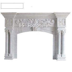 Envolvente de chimenea de travertino de mármol beige victoriano independiente simple personalizado - Product Image 2