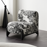 Fauteuil de salon en bois massif à une place, style simple et design, avec revêtement en fausse fourrure de mouton, amovible et lavable, pour les petits espaces