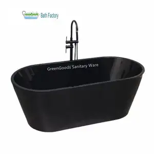 Vasca da bagno autoportante in acrilico nero a basso prezzo all'ingrosso con doccia